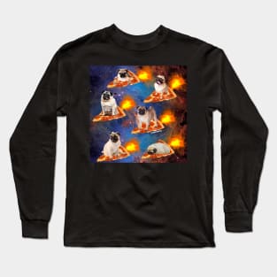 Pugs in Space Riding Pizza Long Sleeve T-Shirt